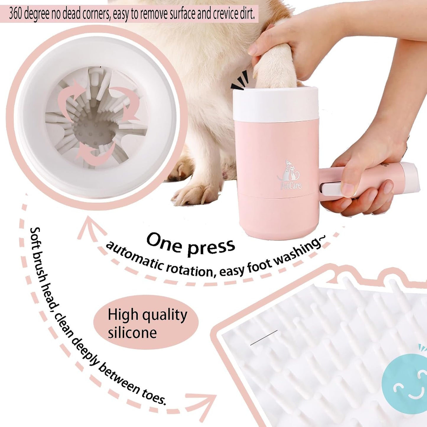 Dog paw washer Manually press，Portable Pet Paw Cleaner cup,paw cleaner for dogs,dog foot washer，Mudbuster Dog Paw Washer for Large Medium Small Breed Dogs (RED)