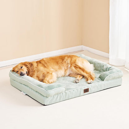 EHEYCIGA Orthopedic Dog Beds for Extra Large Dogs 44x32Inch, Waterproof Memory Foam XL Pet Bed with Sides, Non-Slip and Egg-Crate Foam Big Dog Couch Bed with Washable Removable Cover, Grey