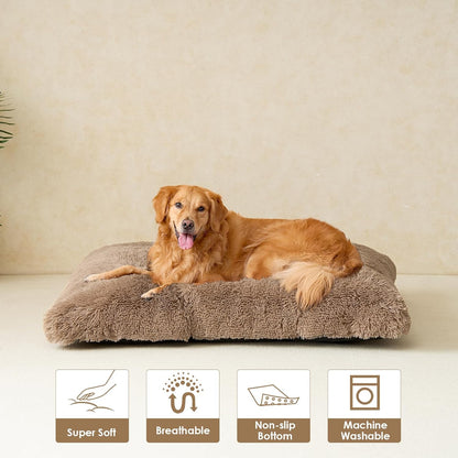 EHEYCIGA Fluffy Dog Crate Bed for Medium Dogs, Plush Faux Fur Crate Pad, Calming Anti Anxiety Medium Dog Bed, Washable Soft Warm Crate Mat with Non-Slip Bottom