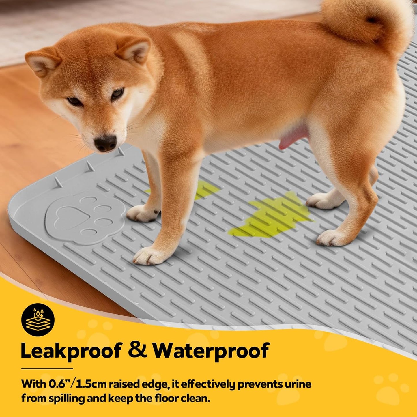 Silicone Dog Crate Mat, 50"x35" Under Dog Crate Kennel Pad with Raised Edge, Washable Dogs Bed Mat, Waterproof, Leakproof, Protect Floors (Green)