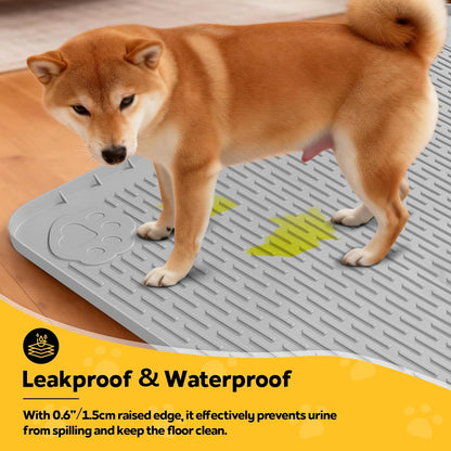 Silicone Dog Crate Mat, 50"x35" Under Dog Crate Kennel Pad with Raised Edge, Washable Dogs Bed Mat, Waterproof, Leakproof, Protect Floors (Green)