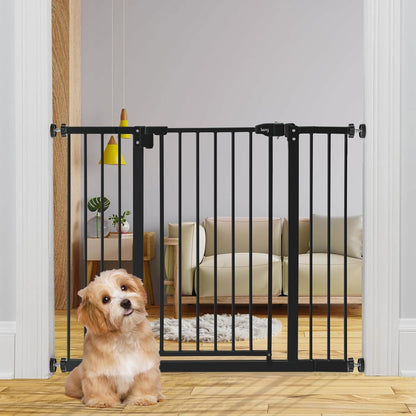 keny 29"-42.5" Baby Gate for Stairs, Auto Close Safety Dog Gate, Pressure Mounted Easy Walk Through Pet Gate for Doorways, Durable Stair Gate, 30" Tall, White