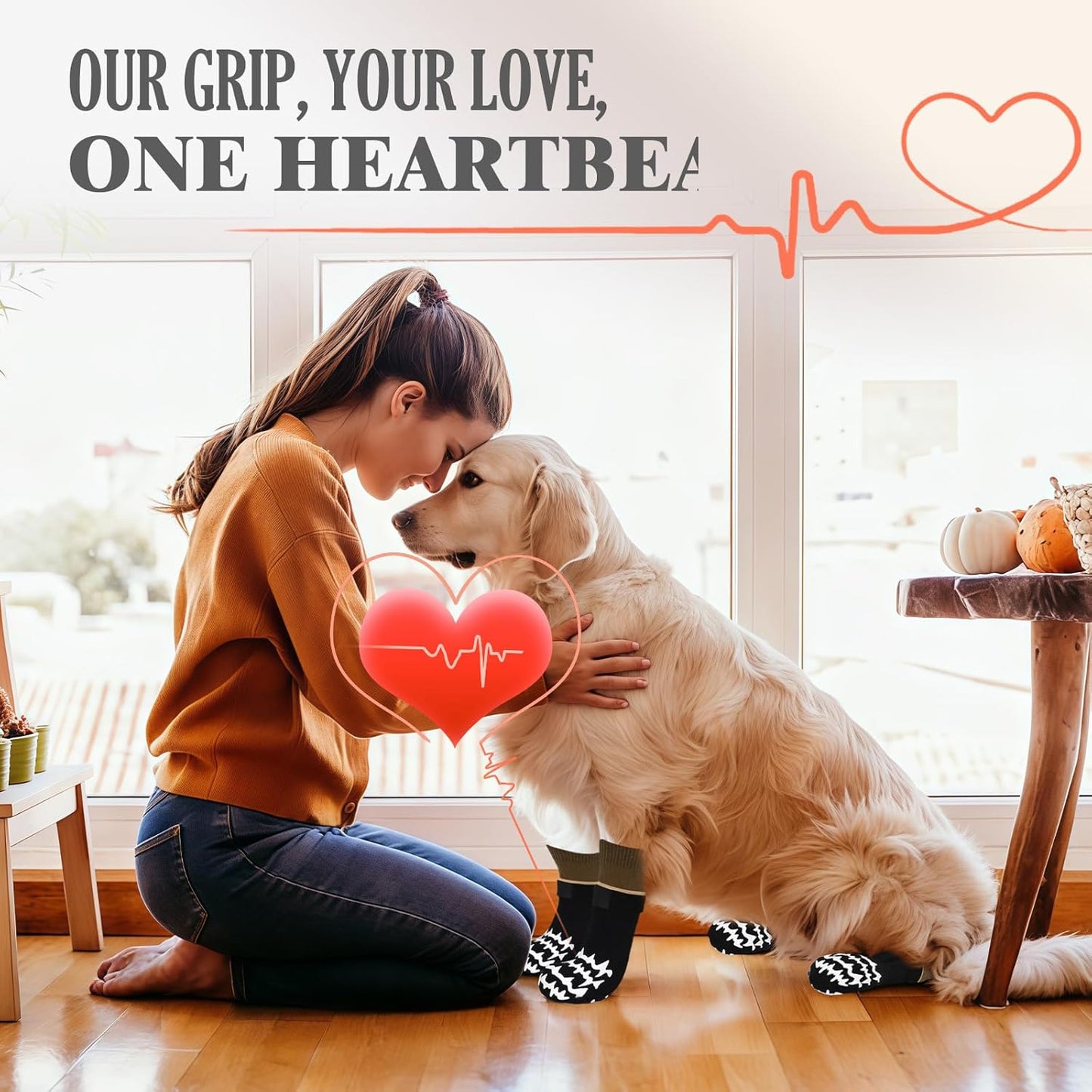 Anti Slip Dog Socks to Prevent Licking Paws, Double-Sided Grippy Dog Socks for Hardwood Floors, No Twist Paw Protector for Hot/Cold Pavement, Dog Booties for Small Medium Large Senior Dogs