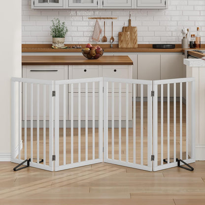 Dog Gate 32" Tall Foldable Dog Gate for Doorways Freestanding Pet Gate for Dogs Indoor (Walnut, 3 Panel)