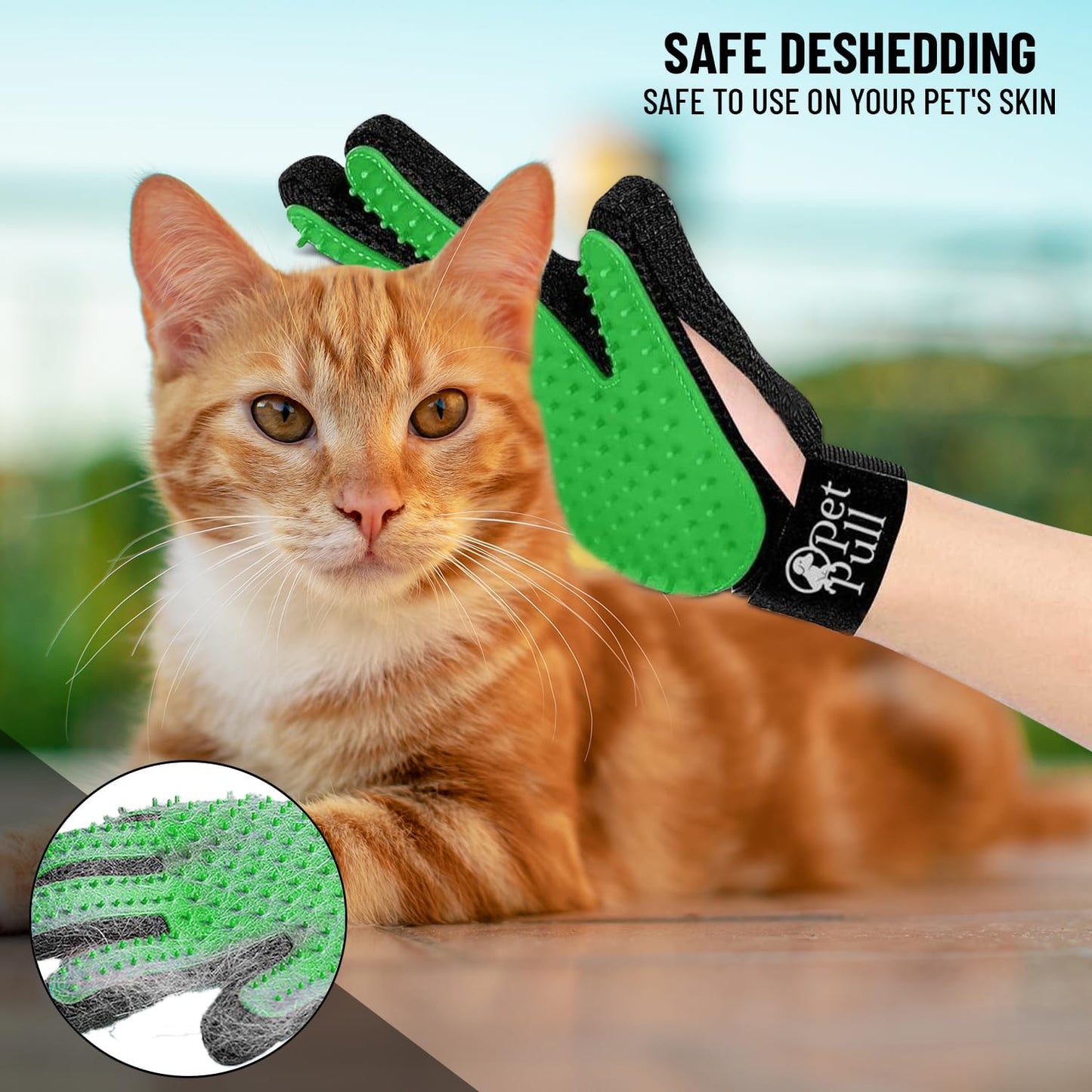 Pet Grooming Gloves with 259 Silicone Tips - Pet Hair Removal Tool Gentle Shedding Dog Washing Gloves - Deshedding Brush Hair Remover Mitts for Dogs & Cats for Long and Short Hair (Green)