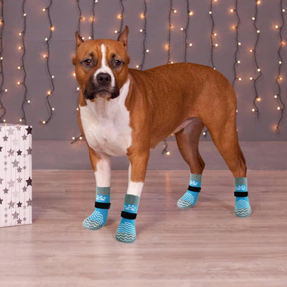 PUPTECK Anti Slip Dog Socks with Double Grippers for Hardwood Floors, Shoes for Hot/Cold Pavement, Boots & Paws Protectors to Prevent Licking, Traction Booties for Senior Small Large Dogs