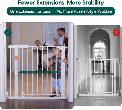 Babelio Baby Gate for Doorways and Stairs, 36-41" Pet Gate with Wide Walk Thru Door and Lock Indicator, No Drill Pressure Mounted Safety Gate with Double Lock and Self-Closing, Black