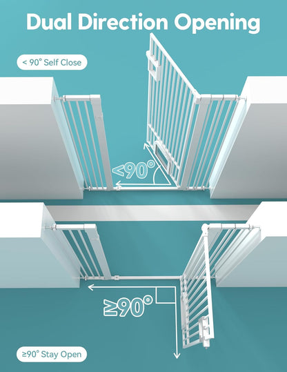 No Pawblems 55" Extra Tall Pet Gate for Cat/Dog, 29-40" Wide Auto Close Tall Dog Gate for Doorways/Hallways, 1.37" Ultra Narrow Spacing, NO Drilling Pressure Mounted, Black