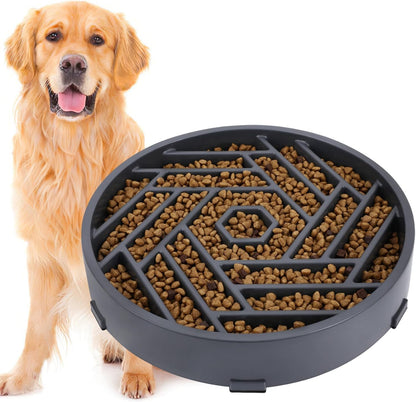 TOBYTO Slow Feeder Dog Bowls Large Medium Breed,Anti-Choking Slow Eating Dog Food Bowl,Non Slip Pet Slower Food Feeding Bowls Large Puzzle Slow Feeder Bloat Stop Maze Dog Dishes,Black