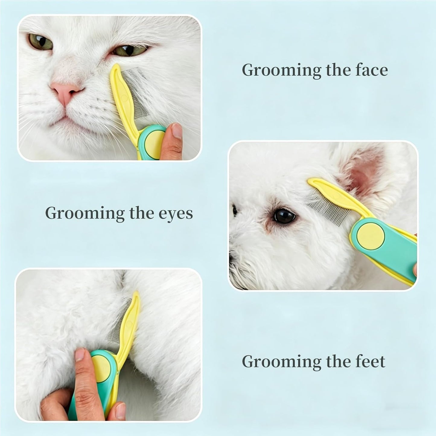 Foldable Dual-Head Tear Stain Remover Eye Comb for Small Dogs Cats Hamsters Grooming Tool, Fit Yorkie, Shih Tzu, Maltese, Poodle, Cockapoo ， Puppy Essentials, Flea Brush (Yellow)
