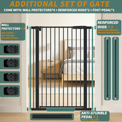 AiWMGL 40.55" Tall, 53.74-61.61 Inch Wide, 1.37" Ultra Narrow Spacing Dog Pet Baby Gate Indoor for Doorway Hallway, Pressure Mounted 54 55 56 57 58 59 60 61 Inches Wide