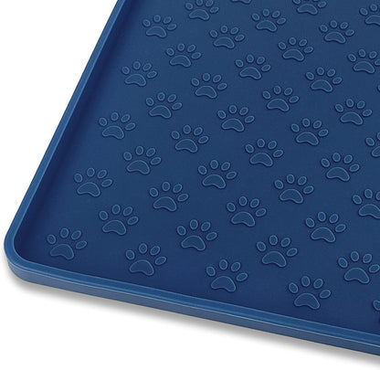 Ptlom Pet Placemat for Dog and Cat, Mat for Prevent Food and Water Overflow, Suitable for Small, Medium and Big Pet, 18" 12", Grey, Silicone