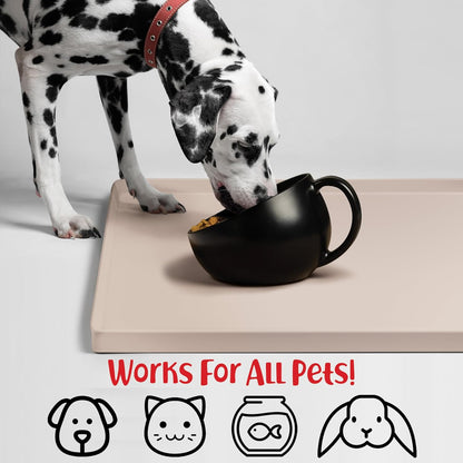 DogBuddy Dog Food Mat – Waterproof Dog Bowl Mat for Food and Water, Silicone Pet Feeding Mats for Floors, Non-Slip Placemat with High Edges for Dogs Bowls, Puppy Essentials (L: 24" x 16", Shadow)