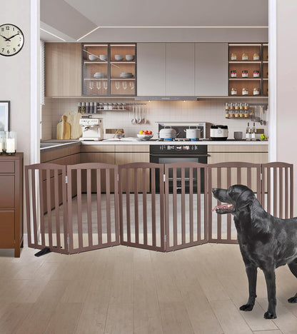 ZJSF Foldable Freestanding Indoor Dog Gate for House Wood White Long Pet Gates Dog Fence for Stairs Puppy Gates for Hallways,Pet Fence, Puppy Gate,Support Feet Included 24 "Height-3 Panels