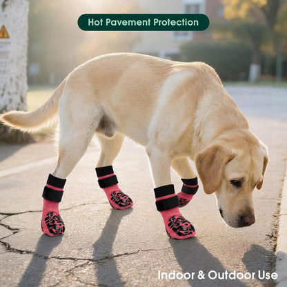 Kuoser Non-Slip Dog Socks, 2 Pairs Socks to Prevent Licking Paws, Paw Protectors for Hot Pavement, Hardwood Floors, Traction Control for Small, Medium, Large Dogs