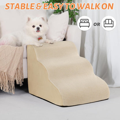 Aodisman 3-Step Dog Ramp and Stairs for Sofa and Chair - Non-Slip Sturdy Pet Steps for Small Dogs and Cats,15.7" H,Grey