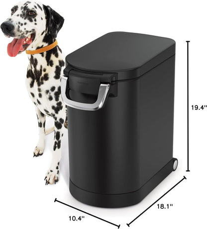 simplehuman Large Pet Food Storage Container, Holds 30-35 lb / 14-16 kg of Dry Dog Food, Cat Food, or Bird Seed, Airtight Lock-Tight Lid with Magnetic Scoop, BPA-Free, Brushed Stainless Steel