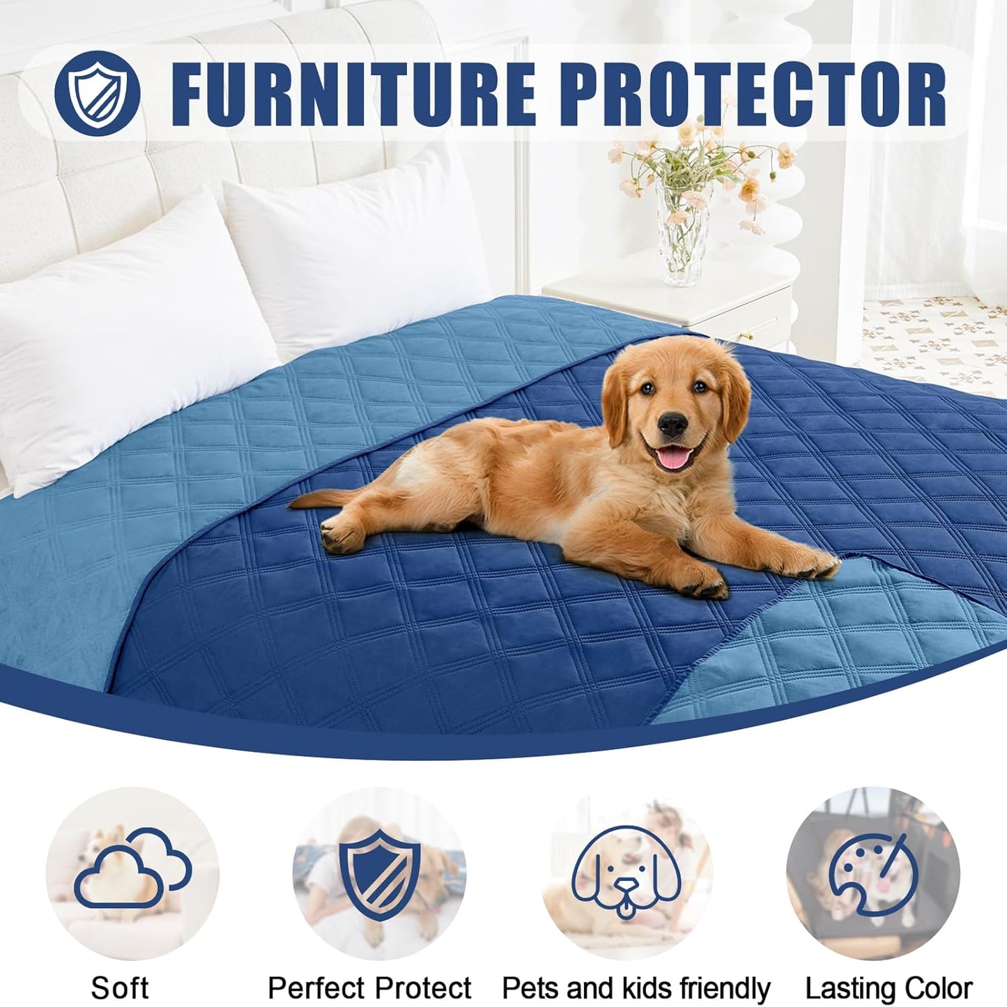 Smiry Waterproof Dog Bed Cover Blanket 30x70, Soft Reversible Pet Blanket, Washable Leakproof Cats Dogs Couch Cover for Sofa, Couch, Furniture, Grey/Dark Grey