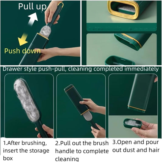 Double-Sided Self-Cleaning Lint Brush for Pet Hair on Furniture & Car Seats - Large Pink