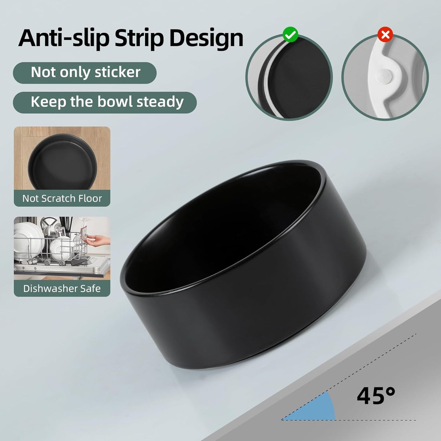 Havniva 8.3” Dog Bowls Elevated Ceramic Dog Food and Water Bowl, Raised Dog Water Bowl with Stand Non-Slip Rubber Base Large Capacity Feeding Pet Food Bowl for Large Dogs