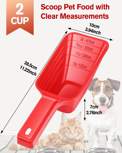 2 Cup Dog Food Scoop(2 Pack), Plastic Pet Food Scoop with Measuring Lines for Accurate Pet Food Portions,Dishwasher Safe (Black)