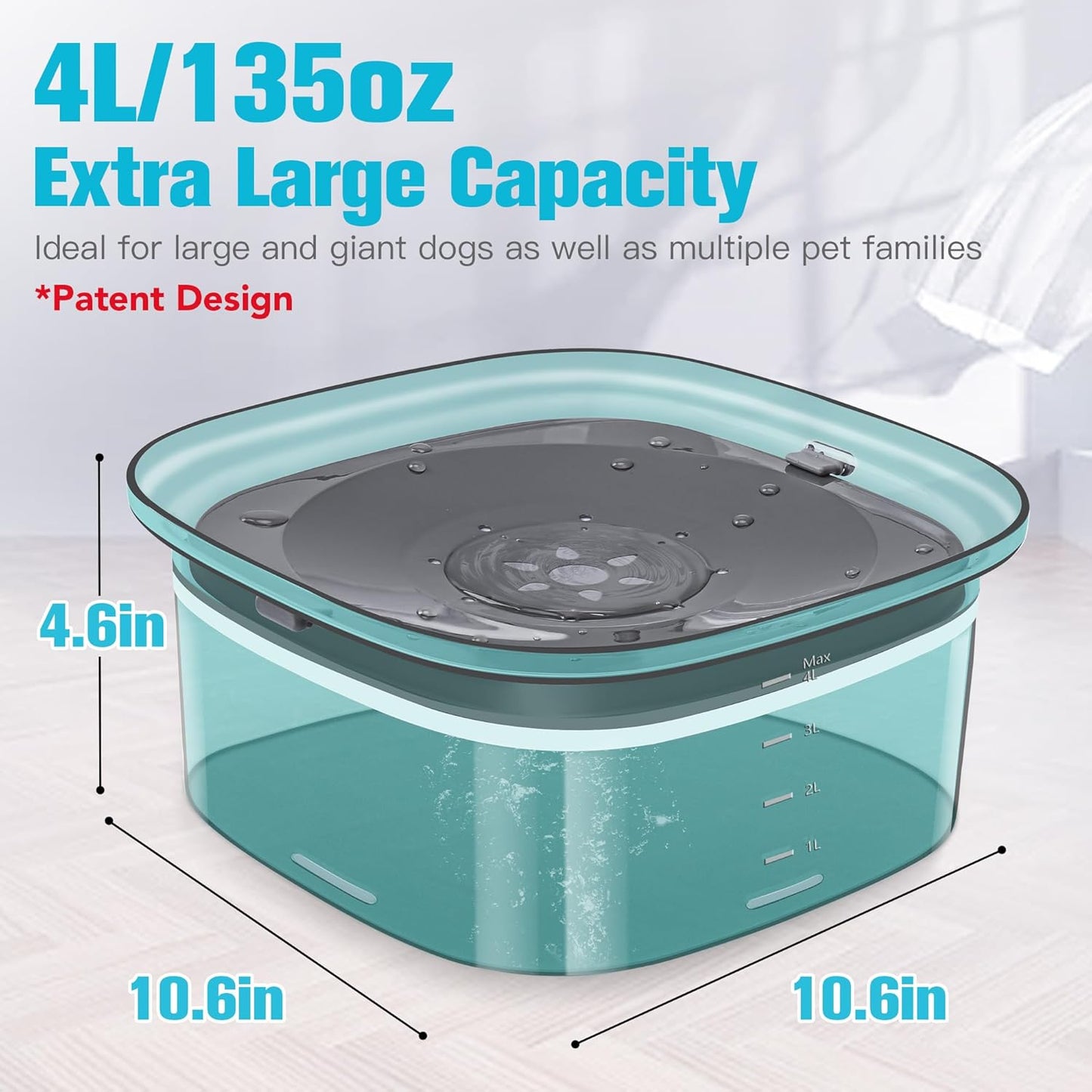 UPSKY 70oz Dog Water Bowl 2L No Spill Dog Bowls Large Capacity Spill Proof Slow Water Feeder, No Splash Pet Water Dispenser Vehicle Carried Travel Slow Drinking Bowl for Messy Drinkers