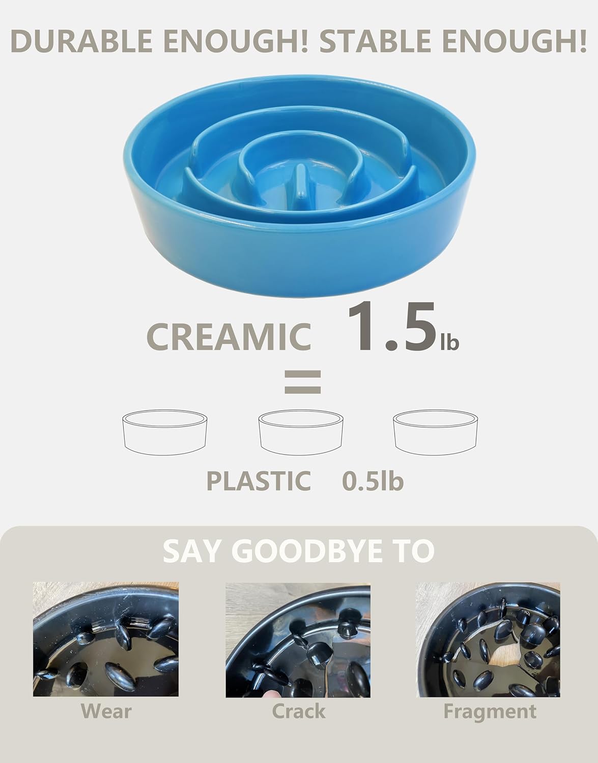Ceramic Slow Feeder Dog Bowls, 2.0 Cups Slow Feeder for Medium Dogs, Puzzle Maze Bowl to Slow Down Eating, 30oz, 8in, White