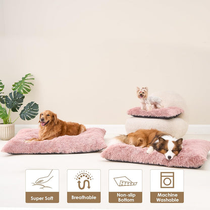 EHEYCIGA Fluffy Dog Crate Bed for Medium Dogs, Plush Faux Fur Crate Pad, Calming Anti Anxiety Medium Dog Bed, Washable Soft Warm Crate Mat with Non-Slip Bottom