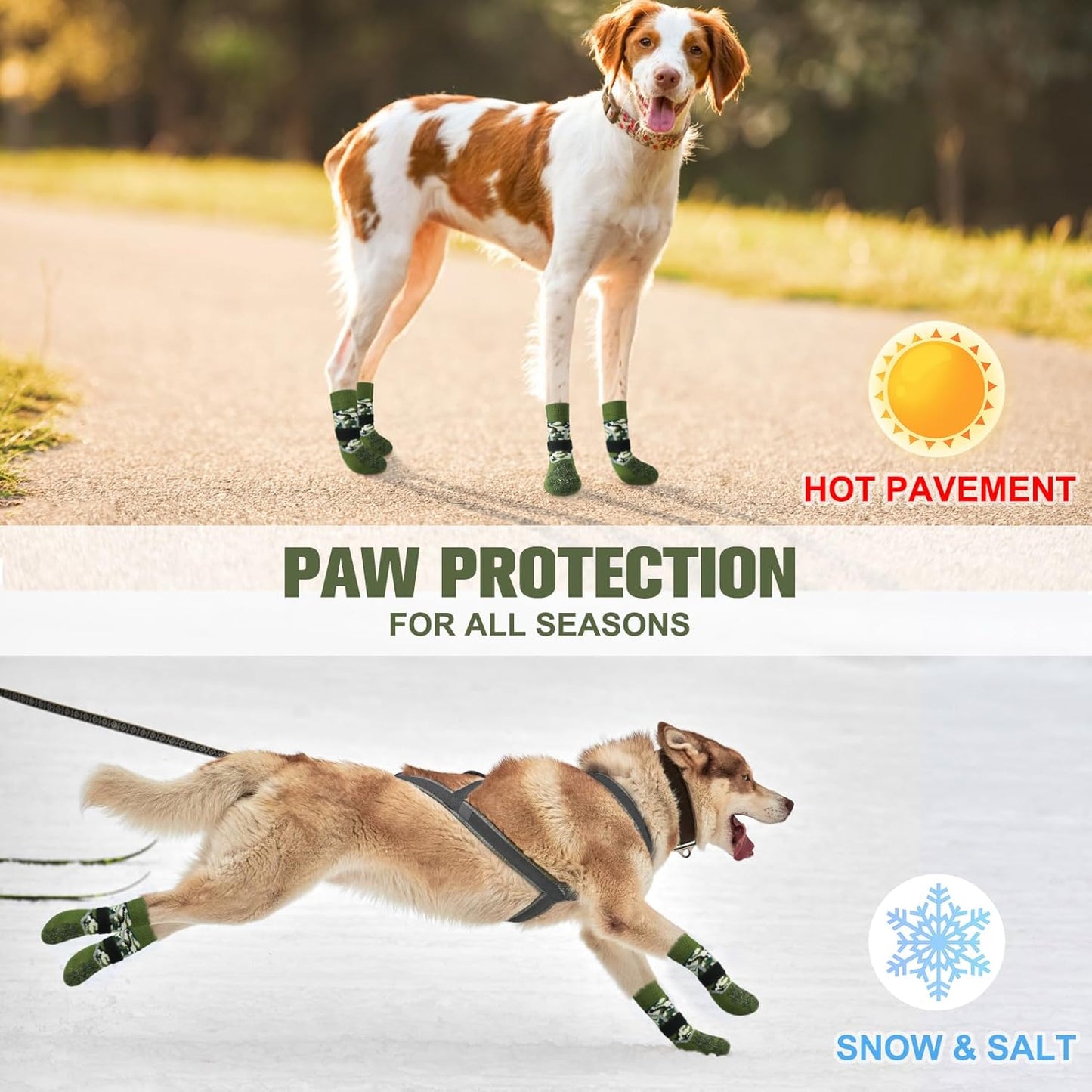 BEAUTYZOO 6PCS Dog Socks to Prevent Licking Paws, Anti Slip Dog Shoes for Hot Pavement Hardwood Floors, Traction Control Toe Grips Boots & Paw Protectors for Small Medium Large Senior Dogs, Grey S