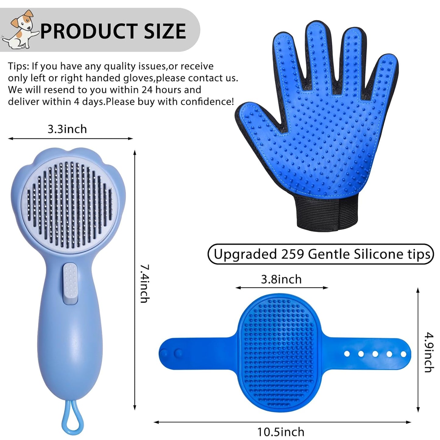Cat Grooming Glove Brush,Pet Hair Remover Tool,Reusable Dog Hair Fur Remover for Carpet,Furniture,Couch,Clothes,Eco-Friendly and High efficiency