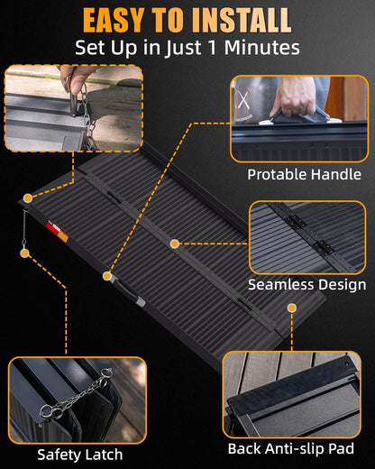 VNN Portable Wheelchair Ramp 4FT, Non-Slip Aluminum Ramps for Wheelchairs for Home, Handicap Wheelchair Ramps for Home Steps, Aluminum Loading Dock Plates, Doorways, Black