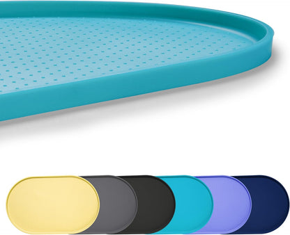 100% Waterproof 0.5" Raised Edge BPA Free Silicone Dog Food Mat, Pet Cat Feeding Mats Contain Spills Protects Floors, Placemats for Cats and Dogs Water Bowl Dishwasher. (Small, Gray)