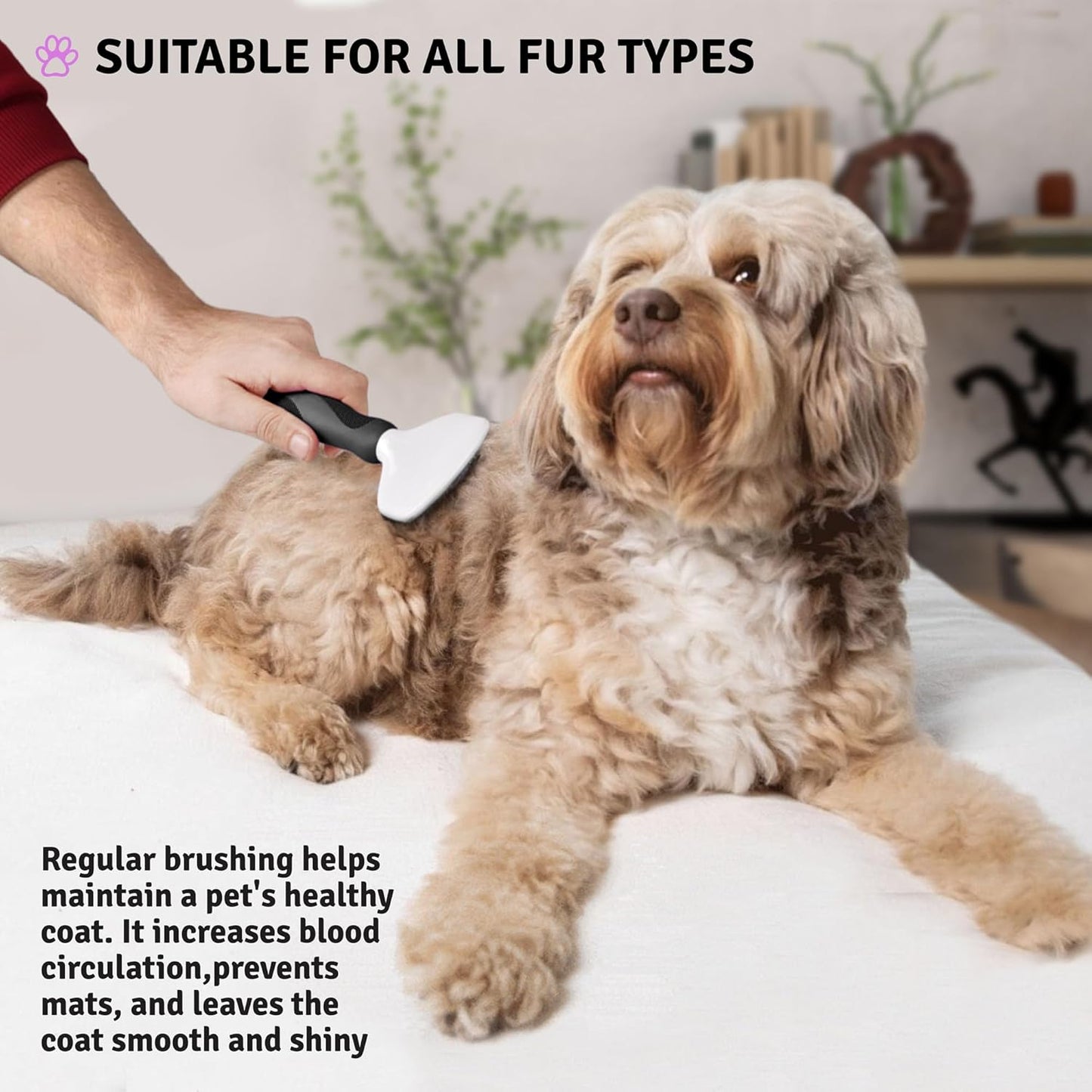 Poodle Pet Slicker Brush - For Dogs, Cats, Rabbits - Matted/Loose Fur, Knots - Suitable for Doodle/Goldendoodle Grooming and Shredding Short/Long Hair