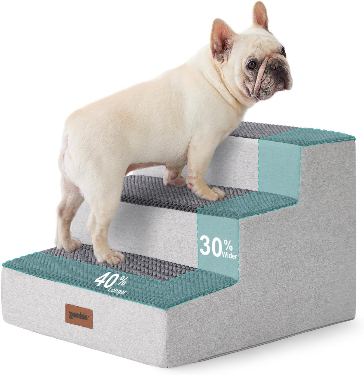 ZOMISIA Dog Ramp for Large Dogs - 24"H 5-Step Pet Stairs for High Beds with Tunnel, 2-in-1 Design with Zippers, Suitable for Indoor Cat Ladders with Non-Slip Bottom, Beige