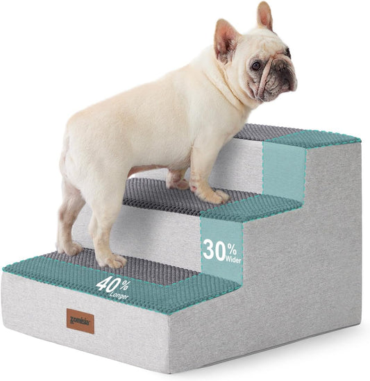 ZOMISIA Dog Ramp for Large Dogs - 24"H 5-Step Pet Stairs for High Beds with Tunnel, 2-in-1 Design with Zippers, Suitable for Indoor Cat Ladders with Non-Slip Bottom, Beige