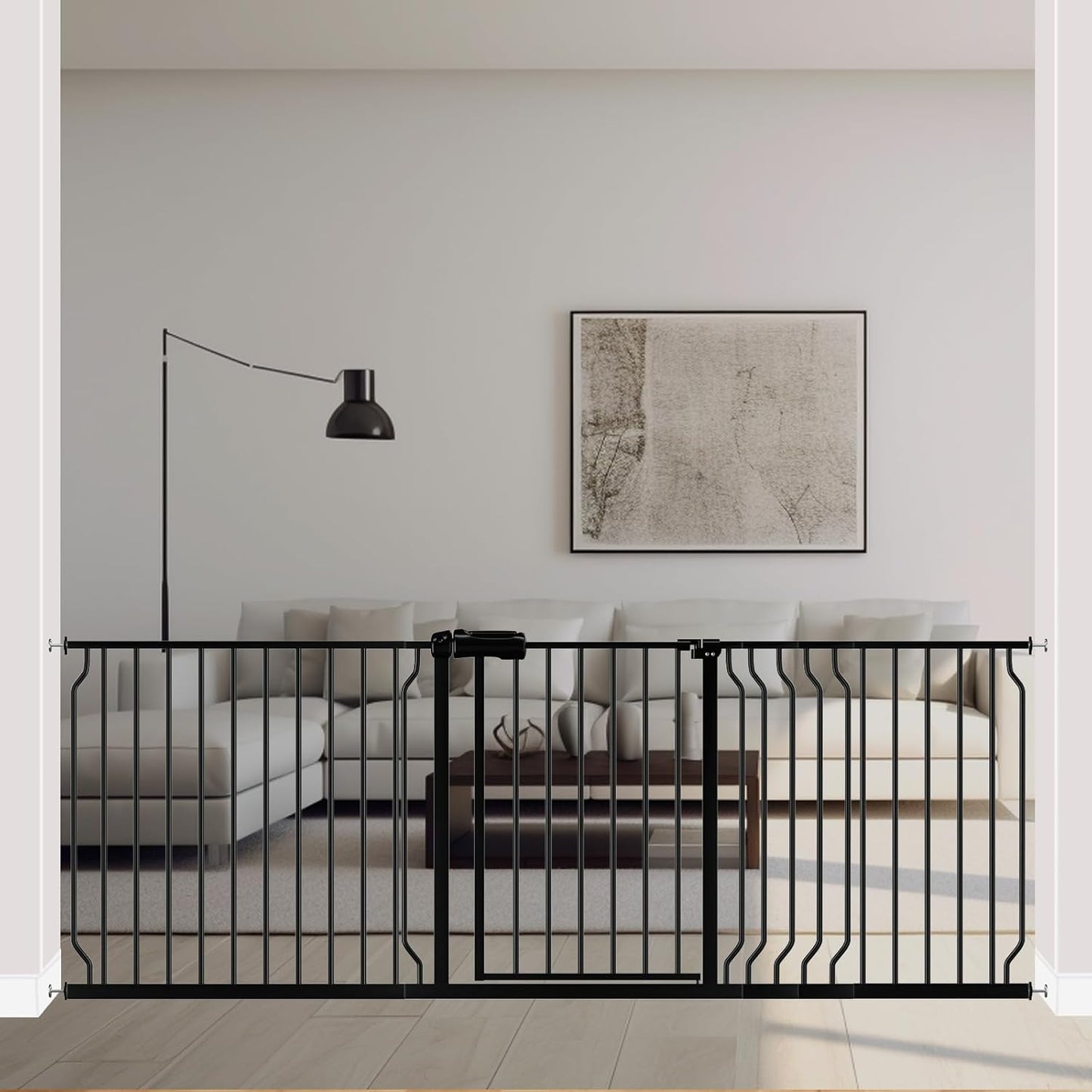 ALLAIBB Extra Wide Pressure Mount Baby Gate Auto Close Metal Child Dog Pet Safety Gates with Walk Through for Stairs,Doorways,Kitchen and Living Room (62.02-66.93"/158-170cm)