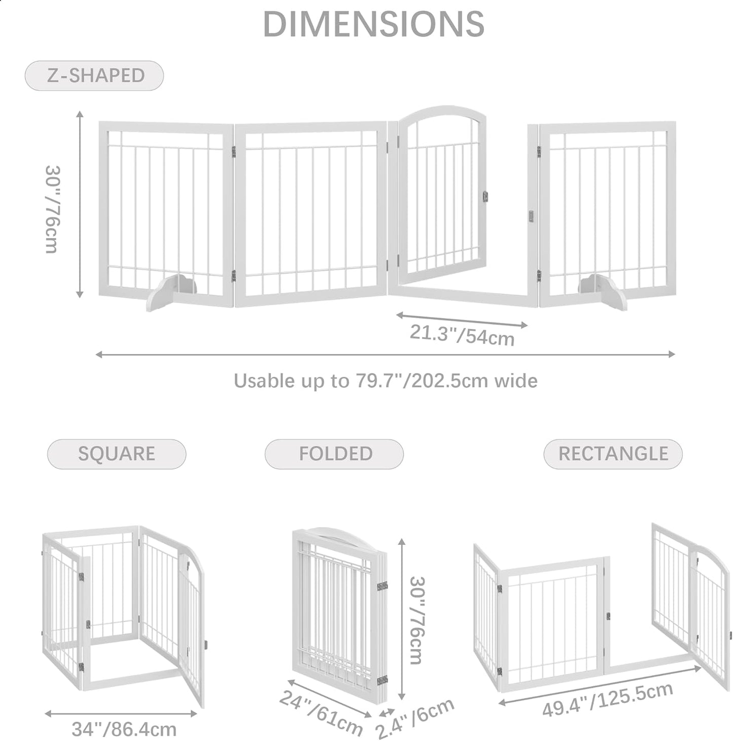 JSB 72-inch Extra Wide 28-inch Tall Dog gate, Freestanding Pet Gate for Halls, Stairs & Home, Pet Puppy Safety Dog Fence with 2PCS Support Feet (Black)