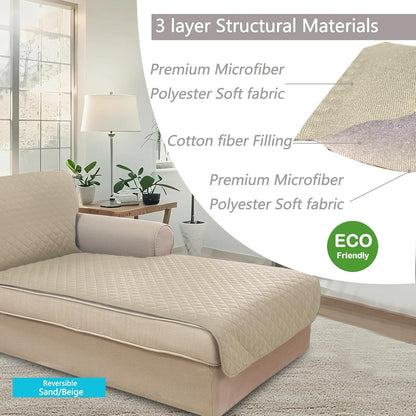 U-NICE HOME Reversible Sofa Cover Washable Couch Cover for Dogs Friendly with Elastic Straps Water Repellent Furniture Protector for 3 Cushion Couch (Sofa, Coffee/Beige) - Colors B