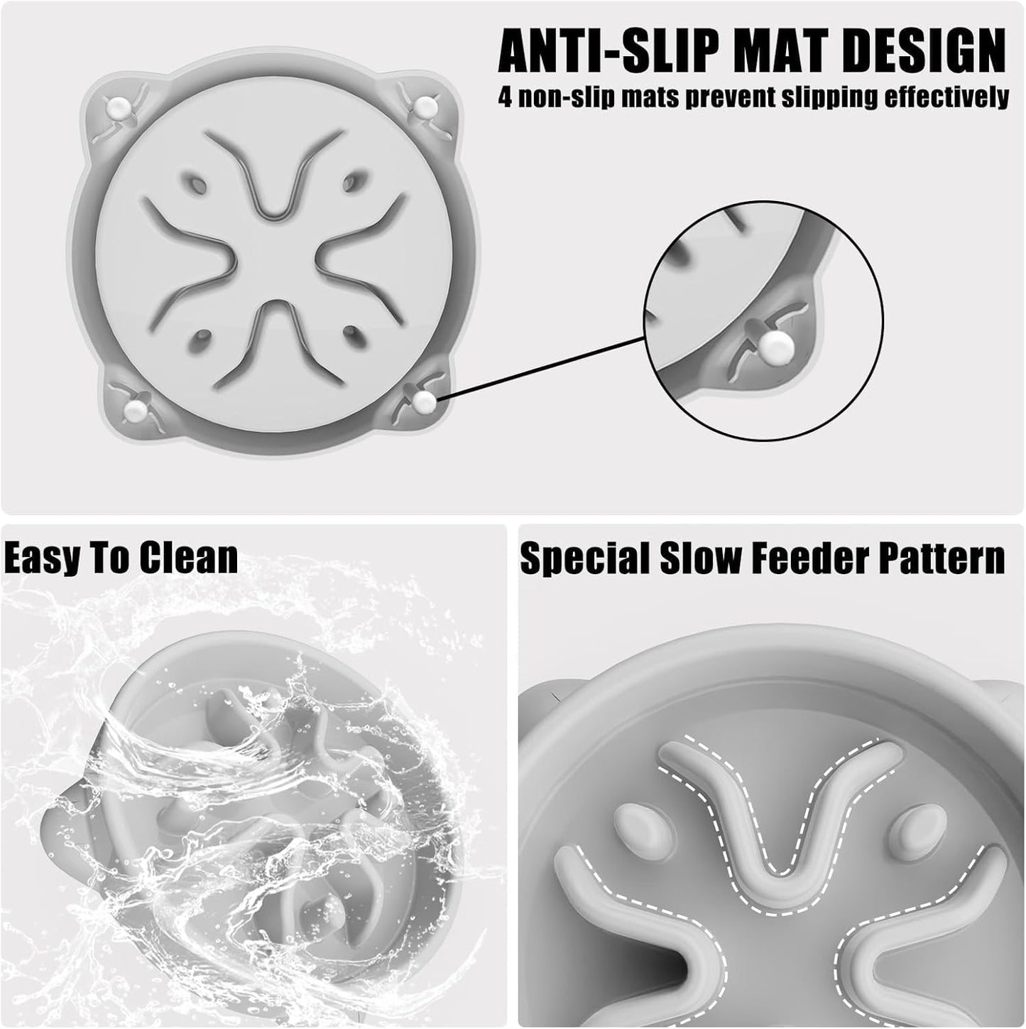Slow Feeder Dog Bowls Small Breed, Dog Food Bowl Small Anti-Choking Bloat Stop Puzzle Healthy Eating Bowl (Blue, 1 Cup)
