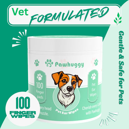100 Finger Wipes - Pet Dental Wipes for Dogs & Cats - Dog Teeth Cleaning Powder & Toothpaste Alternative - Dog & Cat Teeth Cleaning Wipes - Freshen Breath & Reduce Plaque
