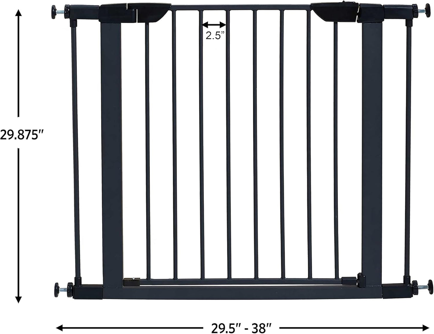 MidWest Homes for Pets 39-Inch High Walk-Thru Pressure Mounted Steel Dog Gate, Expands to 38 Inches Wide, Includes 3-inch Extensions, Textured Graphite