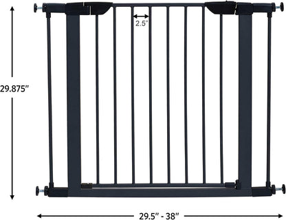 MidWest Homes for Pets 39-Inch High Walk-Thru Pressure Mounted Steel Dog Gate, Expands to 38 Inches Wide, Includes 3-inch Extensions, Textured Graphite