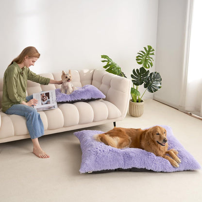 EHEYCIGA Fluffy Dog Crate Bed for Medium Dogs, Plush Faux Fur Crate Pad, Calming Anti Anxiety Medium Dog Bed, Washable Soft Warm Crate Mat with Non-Slip Bottom
