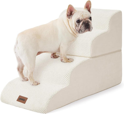 ZOMISIA Dog Stairs Ramp for High Beds Up to 25" - 5 Step Pet Stairs for Small to Large Dogs, 35D Foam Dog Steps for Couch with Non-Slip Bottom Grey
