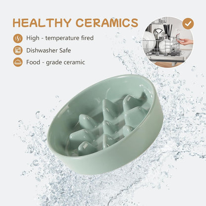 Havniva Ceramic Slow Feeder Dog Bowls, 1.6 Cups Dog Bowl Slow Feeding for Medium Breed, 8.2inch Puzzle Dog Food Bowl Slow Feeder Non-Slip Anti-Gulping and Anti-Choking Reduces Bloating