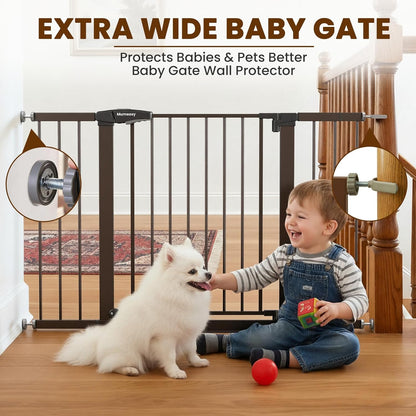 Mumeasy 36" High Extra Tall Dog Gate, 29.6"-40.5" Wide Pressure Mounted Tall Baby Gate for Dog, Auto Close Pet Gate with Door for Stairs,Doorways,House,Black