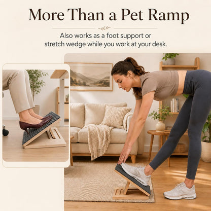 2 Pack Dog Ramp for Stairs - Solid Wood Adjustable & Foldable Pet Ramps, 3 Heights, Non-Slip Silicone Base & Traction Felt, 100lb Capacity, Indoor Stairs & Porch