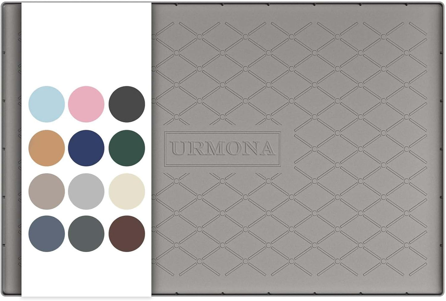 URMONA Under Sink Mat for Kitchen Waterproof, 34" x 22" Silicone Under Sink Mat for Shelf Liner Organizer, Cabinet Sink Protector Under Sink Liner for Bottom Kitchen, Bathroom(Light Grey)