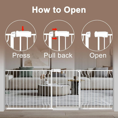 WAOWAO Baby Gate 71.65-85.03" Extra Wide Pressure Mounted Walk Through Swing Auto Close Safety Metal Black Toddler Kids Child Dog Pet Puppy for Stairs,Doorways,Kitchen