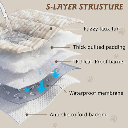 PuTian 100% Waterproof Fuzzy Couch Cover for Dogs Washable Non-Slip Furniture Cover Pet Friendly Dog Mat for Couches and Sofas White 27.6''x59'' 70cmx150cm